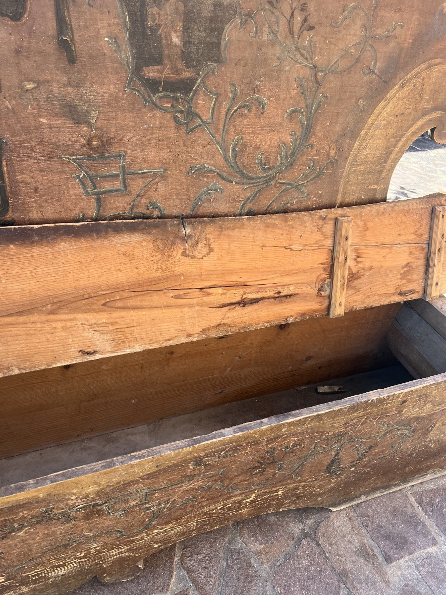Paire de bancs en bois peint XVIII° Siècle-photo-4