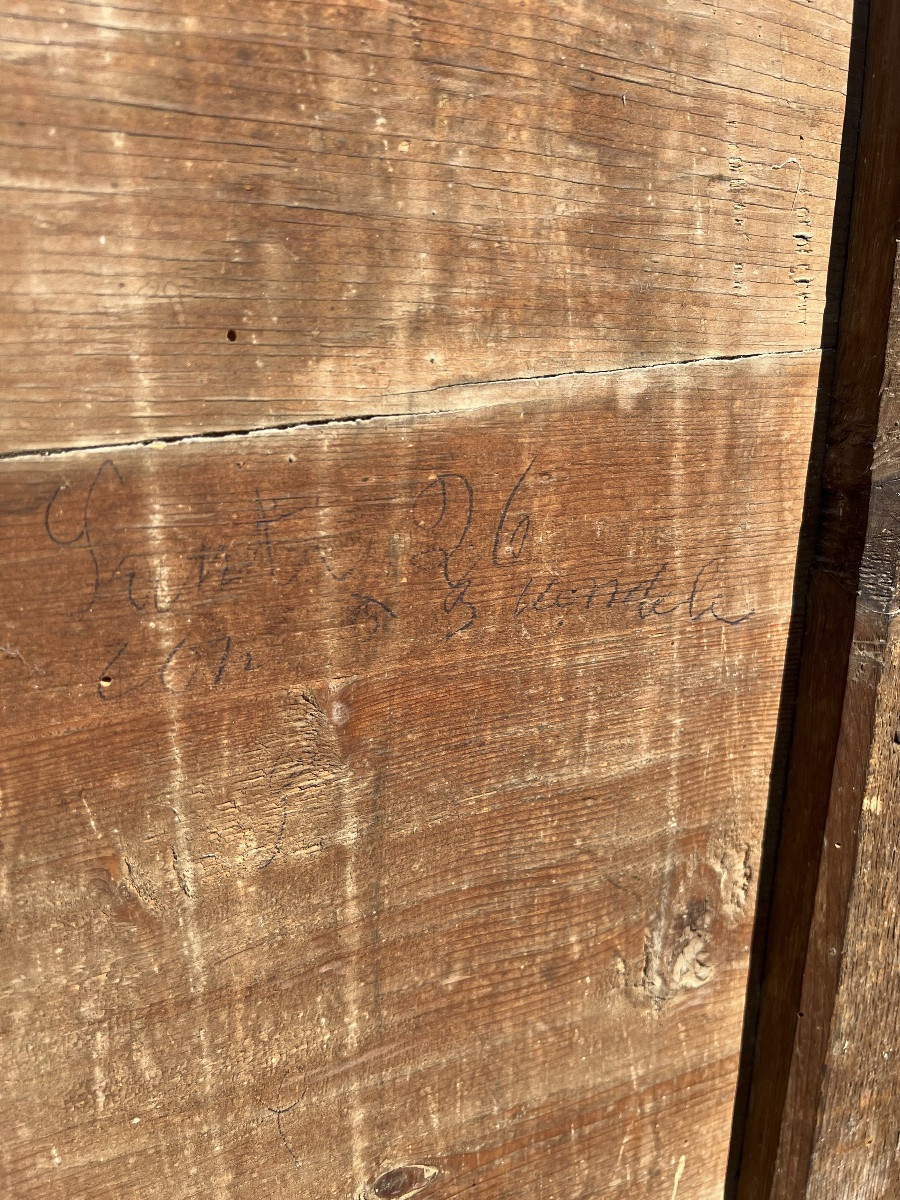 Paire de bancs en bois peint XVIII° Siècle-photo-6