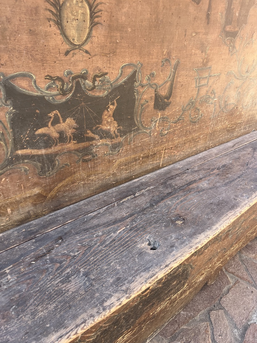 Paire de bancs en bois peint XVIII° Siècle-photo-7