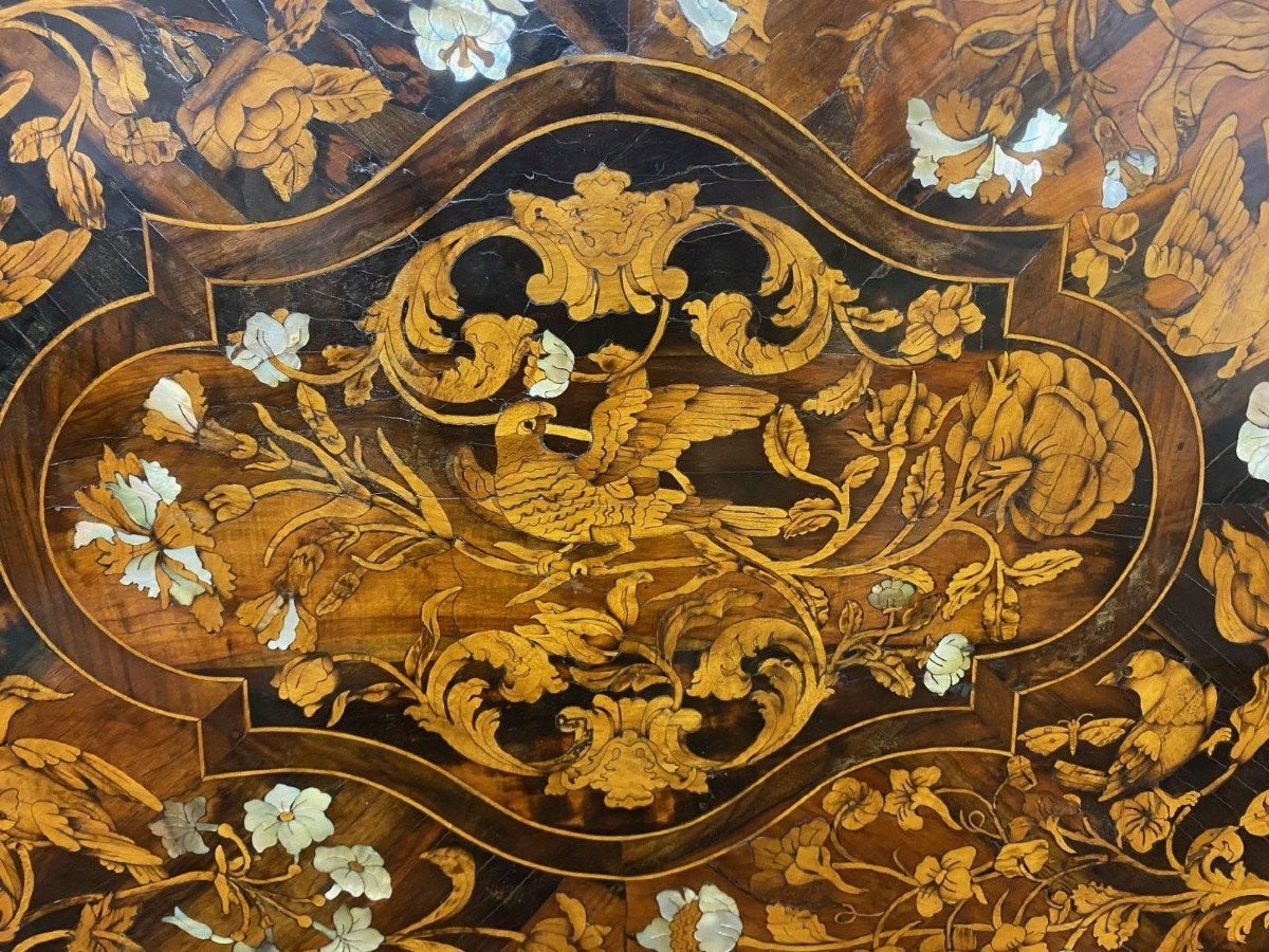 panneau toscan pavé et marqueté en essences précieuses et nacre  -photo-2