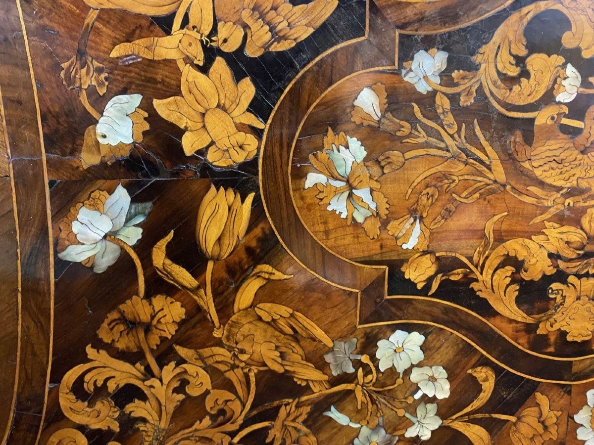 panneau toscan pavé et marqueté en essences précieuses et nacre  -photo-4