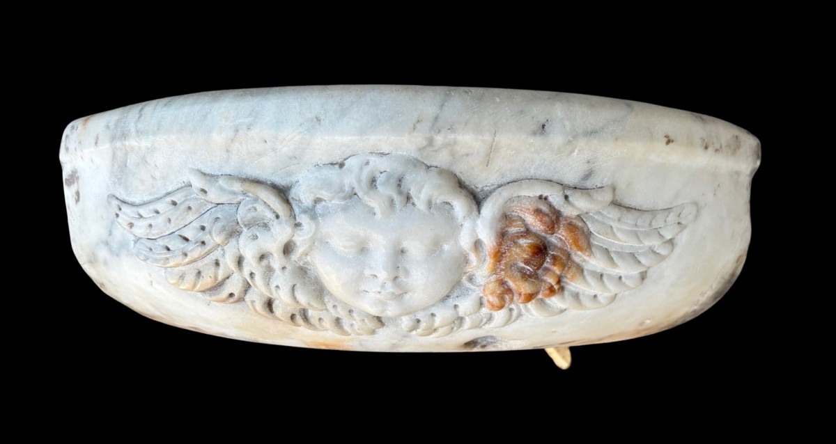 Tuscan Corner Sink In White Marble-photo-2