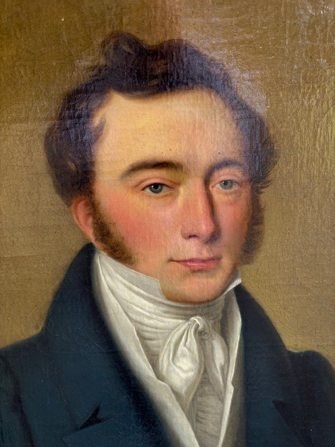 peinture à l’huile sur toile française représentant le portrait d’un médecin -photo-2