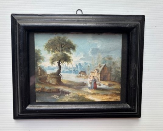 paire de peintures à la tempera sur papier-photo-2