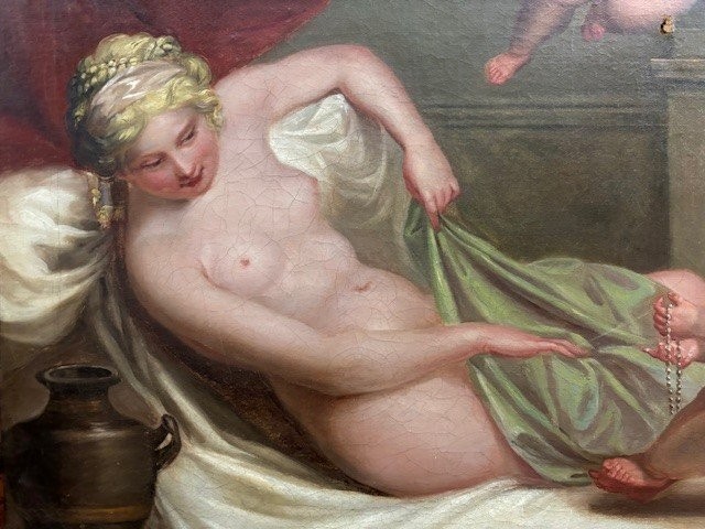 Oil Painting On Canvas Depicting Venus Playing With The Cupids-photo-2