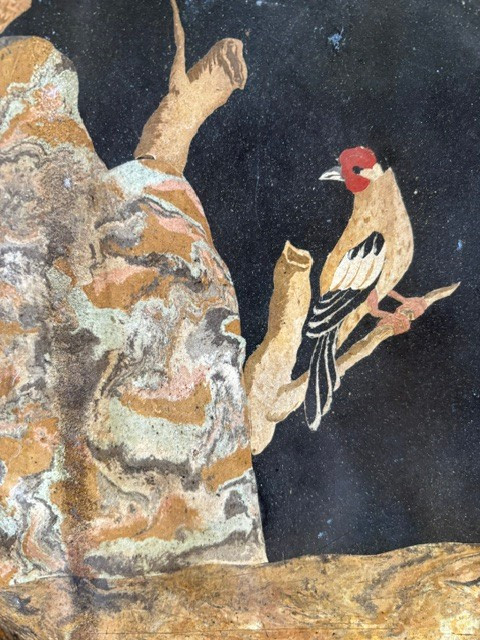 Tuile ronde en scagliola polychrome-photo-2