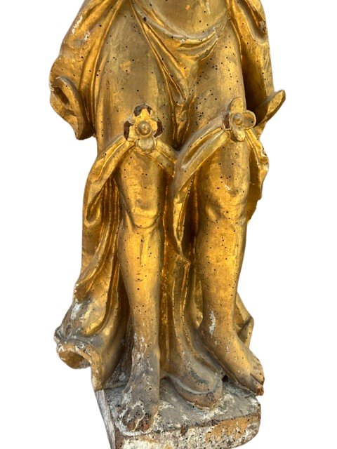 Gilded Wooden Sculpture Depicting An Angel-photo-4