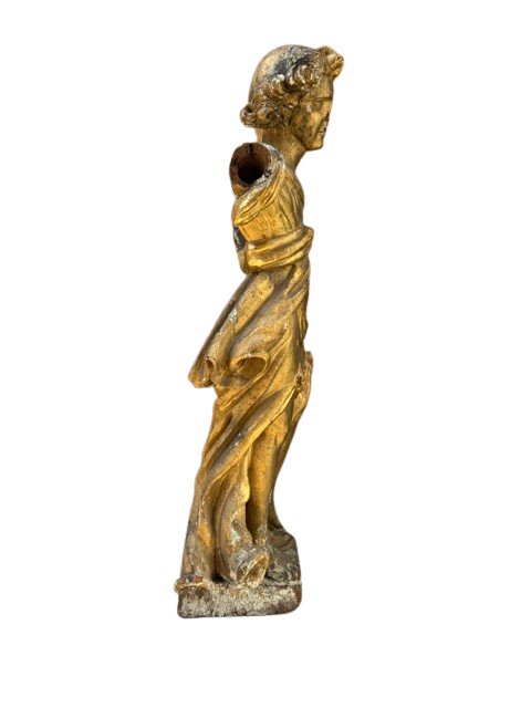 Gilded Wooden Sculpture Depicting An Angel-photo-1