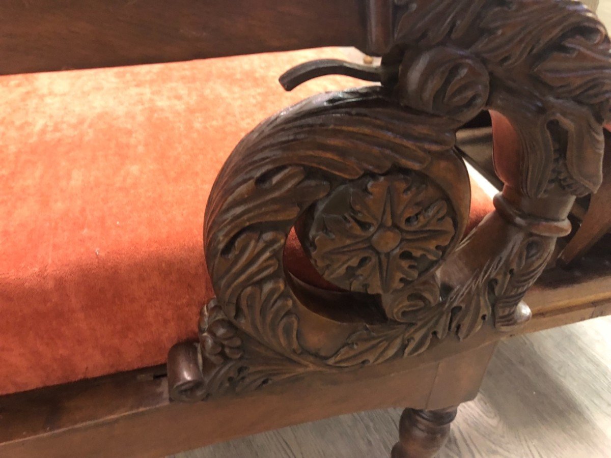 Fauteuil en acajou avec dossier inclinable et repose-pieds-photo-3