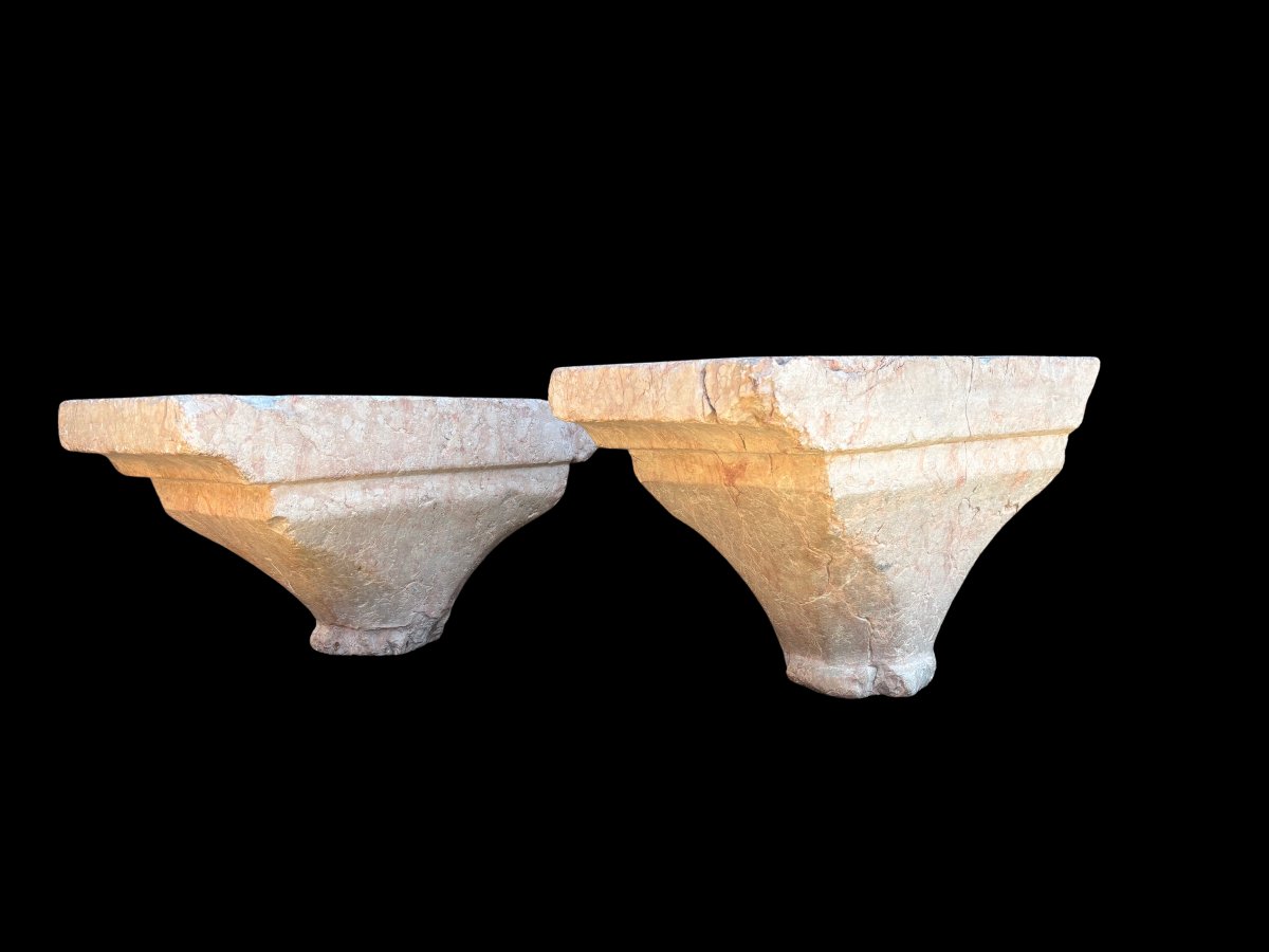 2 Capitals Made Of Verona Pink Marble-photo-2