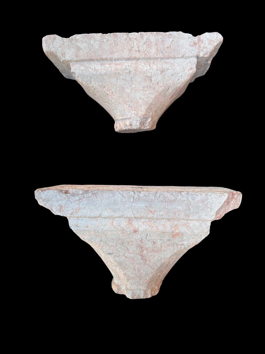 2 Capitals Made Of Verona Pink Marble