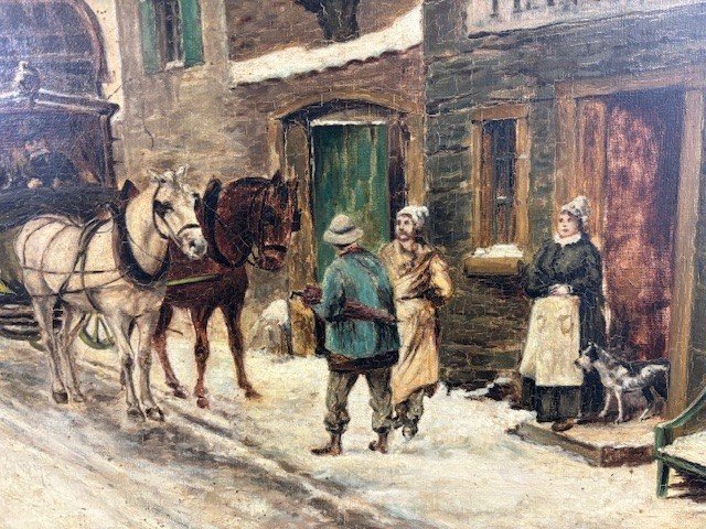 peinture à l’huile sur toile signée et datée " A. Chatrou 1895 " ( petites lacunes )-photo-3