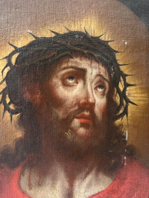 Oil Painting On Canvas Depicting Christ Crowned With Thorns-photo-2