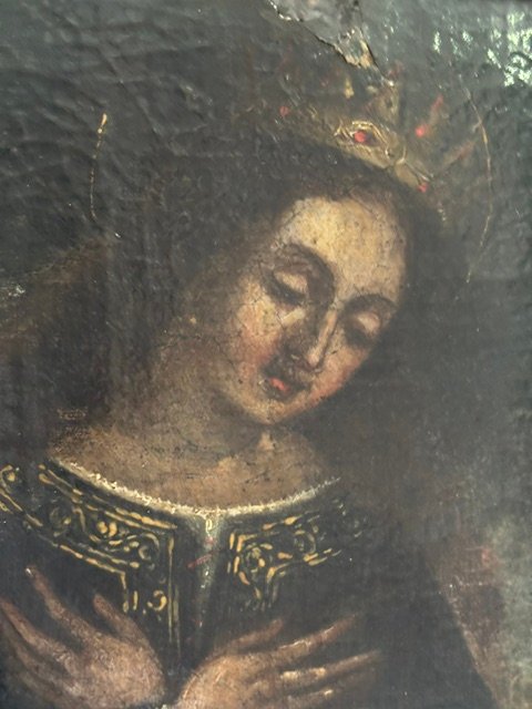 peinture à l'huile sur toile représentant sainte Catherine-photo-2