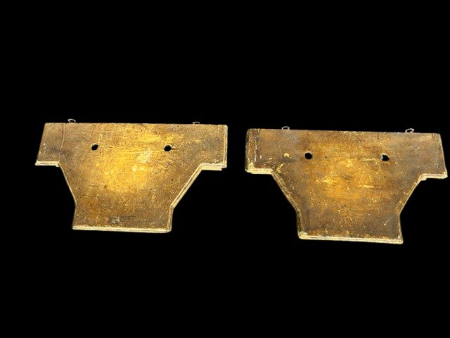 Paire d'étagères en bois sculpté et doré-photo-4