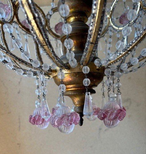 Lustre en verre et cristaux colorés-photo-2