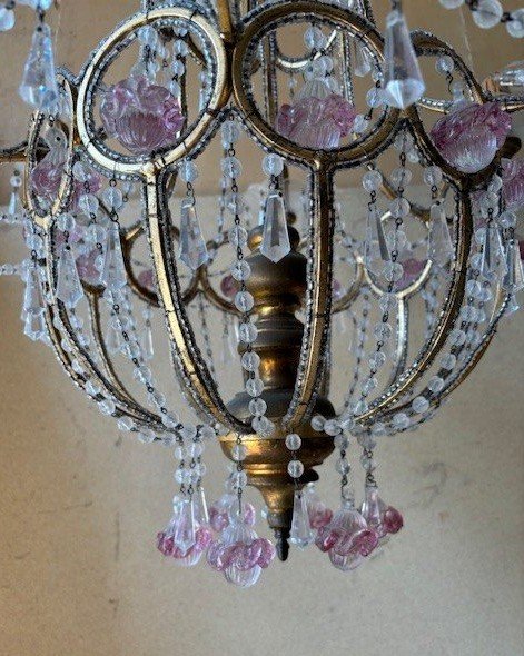 Lustre en verre et cristaux colorés-photo-4