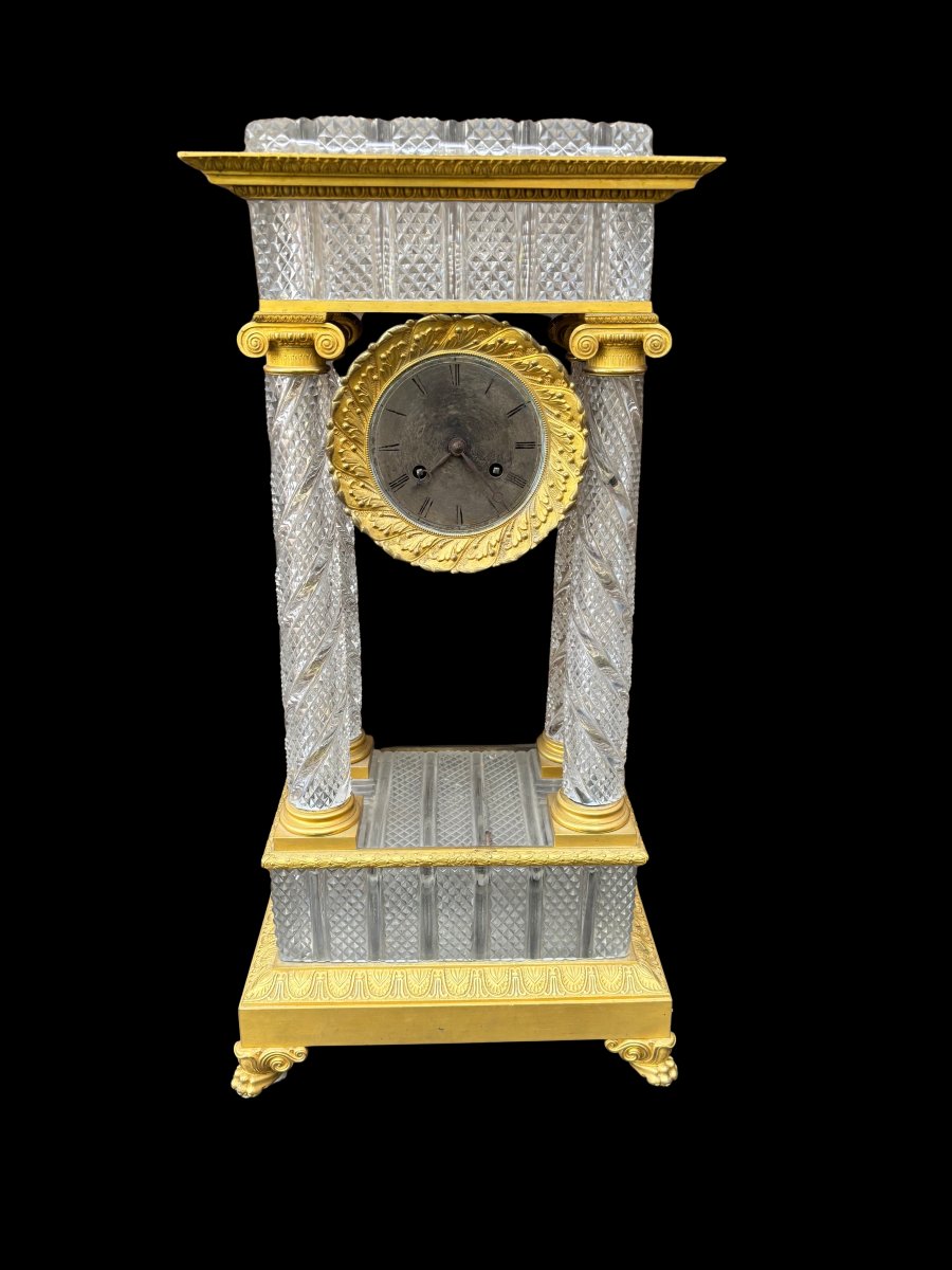 Gilded Bronze And Crystal Clock 