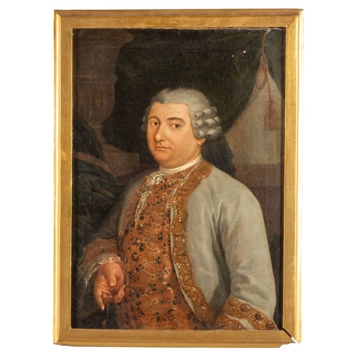 Peinture à l'huile sur toile représentant un gentleman