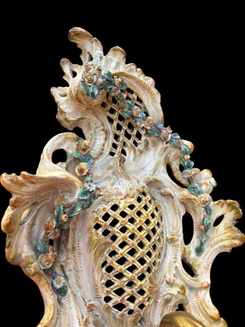 Applique murale en céramique polychrome avec bras en bronze-photo-3