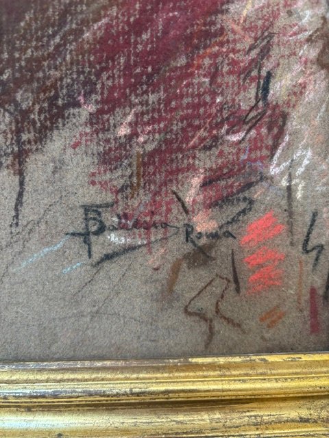Profil d'un cardinal, pastel sur carton signé « F. Ballesio Roma »-photo-3