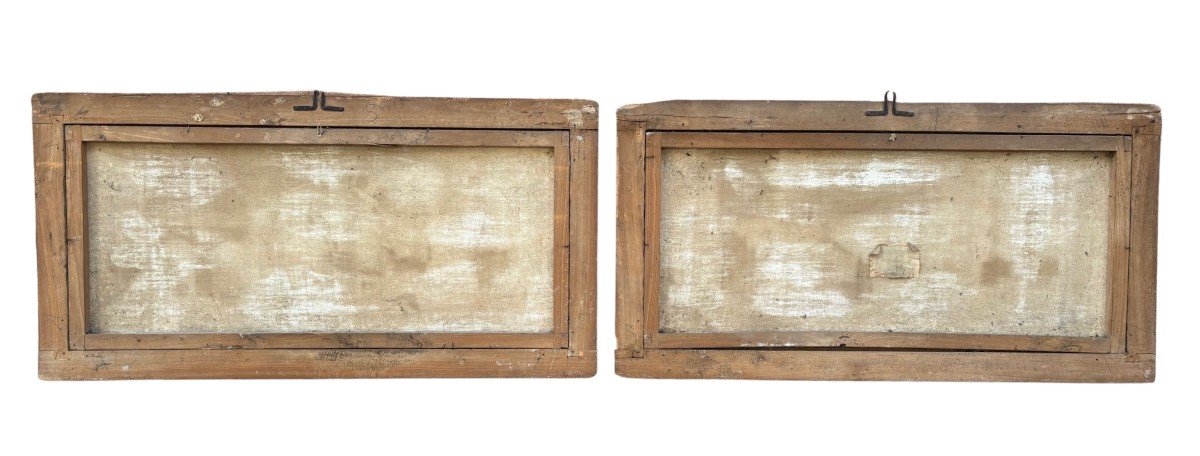 paire de peintures à la tempera avec des cadres originaux-photo-4