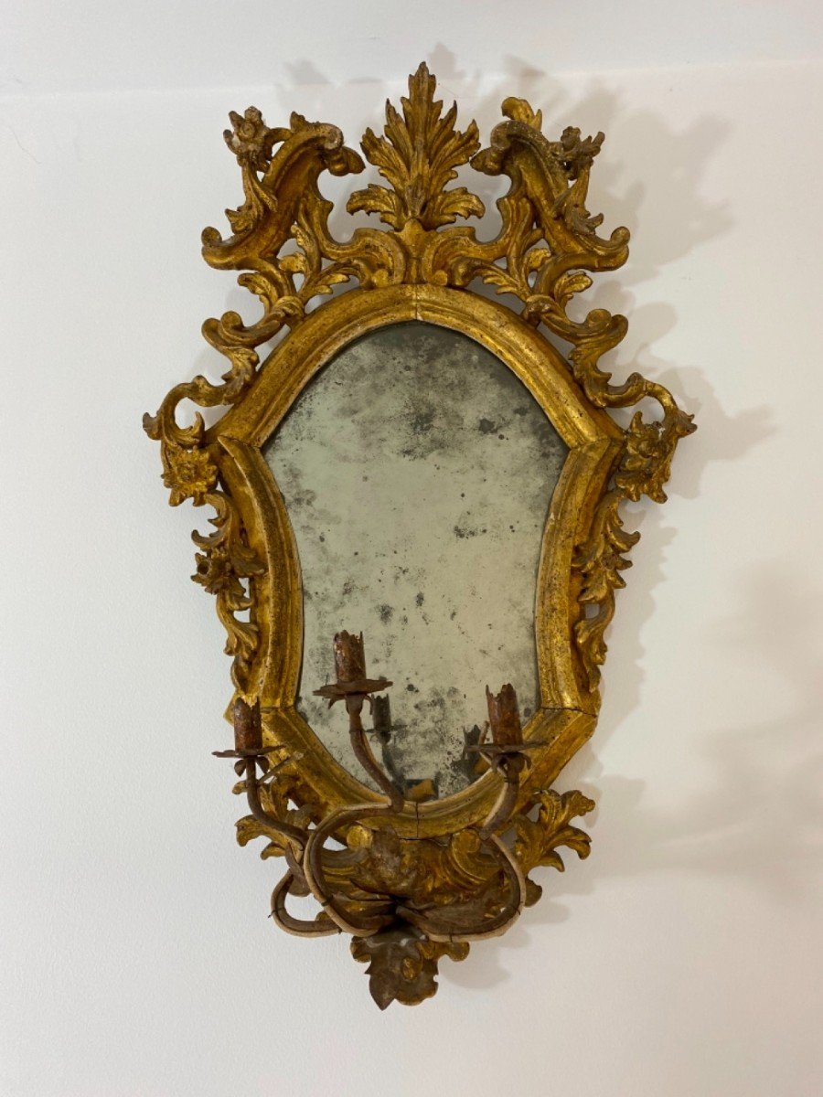 Carved And Gilded Wooden Wall Sconce, Emilia