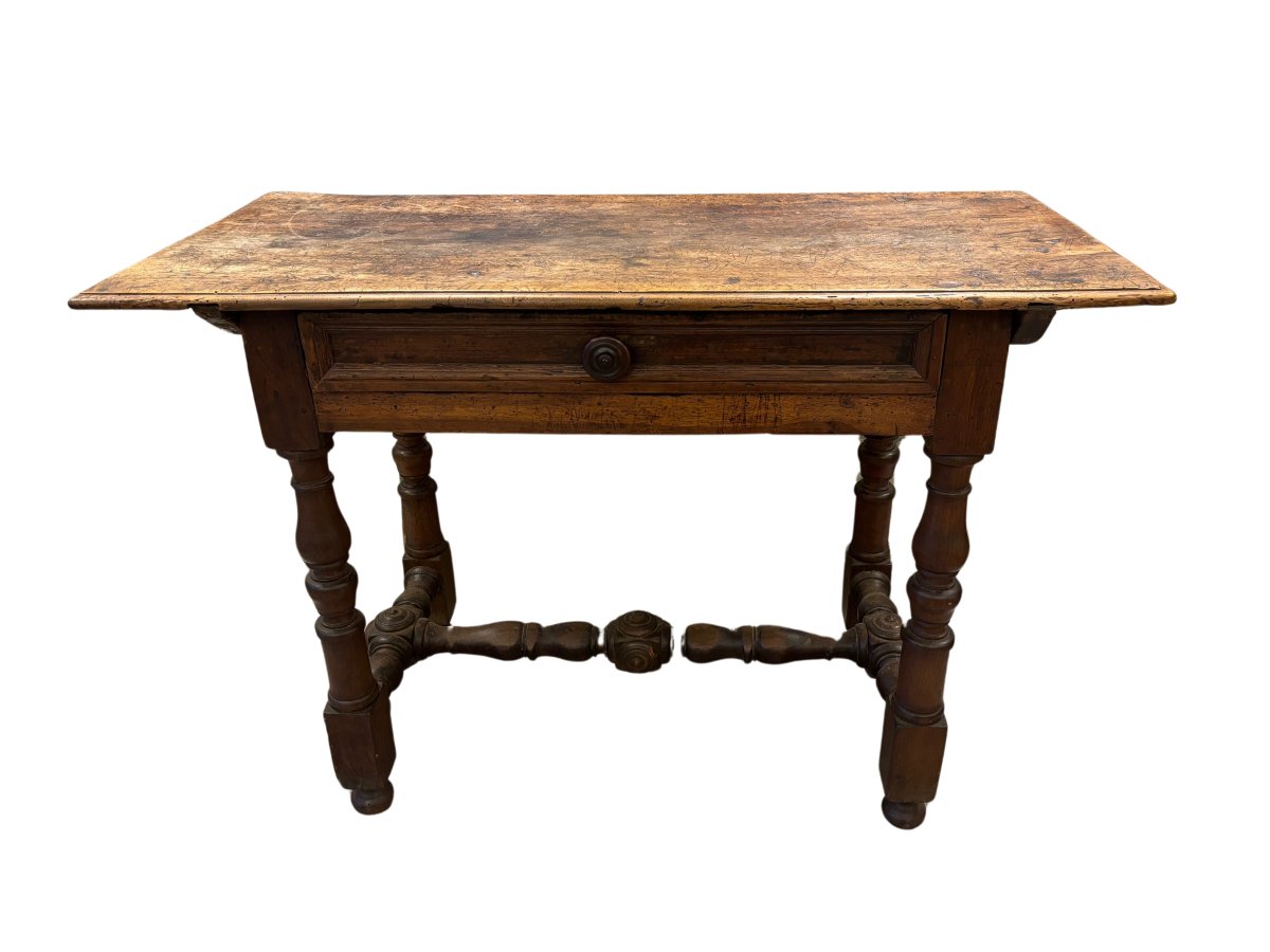 Table console en noyer à bobine Emilian