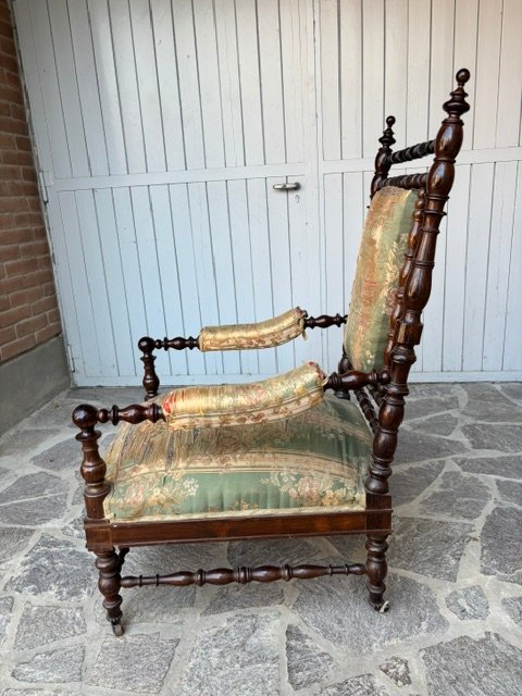 Rosewood Armchair Designed By The Genoese Cabinetmaker "pietro Speich"-photo-3