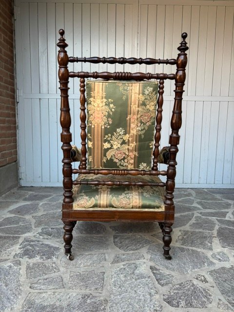 Rosewood Armchair Designed By The Genoese Cabinetmaker "pietro Speich"-photo-4