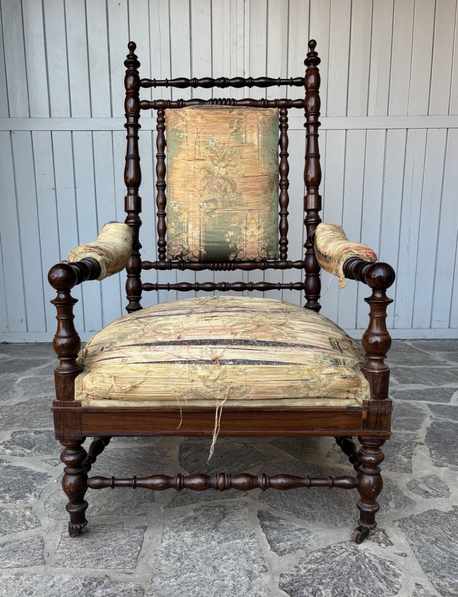 Rosewood Armchair Designed By The Genoese Cabinetmaker "pietro Speich"