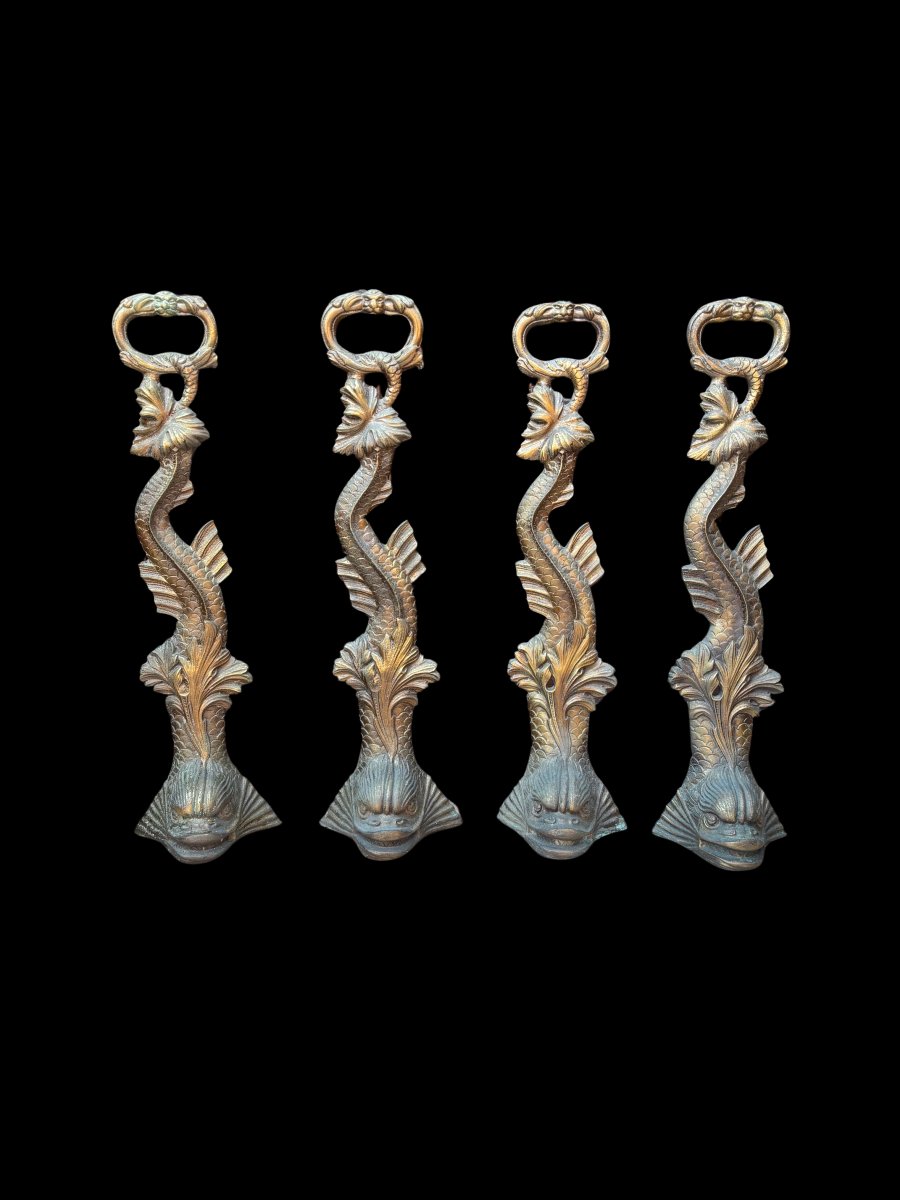 Set Of 4 Gold-plated Metal Doorstops