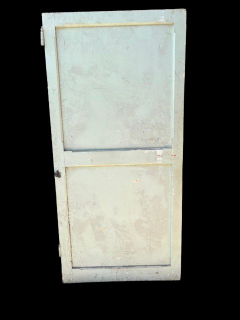 Antique Door Made Of Weathered Fir With A Coat Of Arms And Relief Moldings-photo-2
