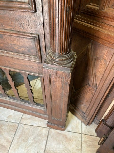 porte à 4 portes à double sens, colonnes latérales et panneaux métalliques perforés-photo-5