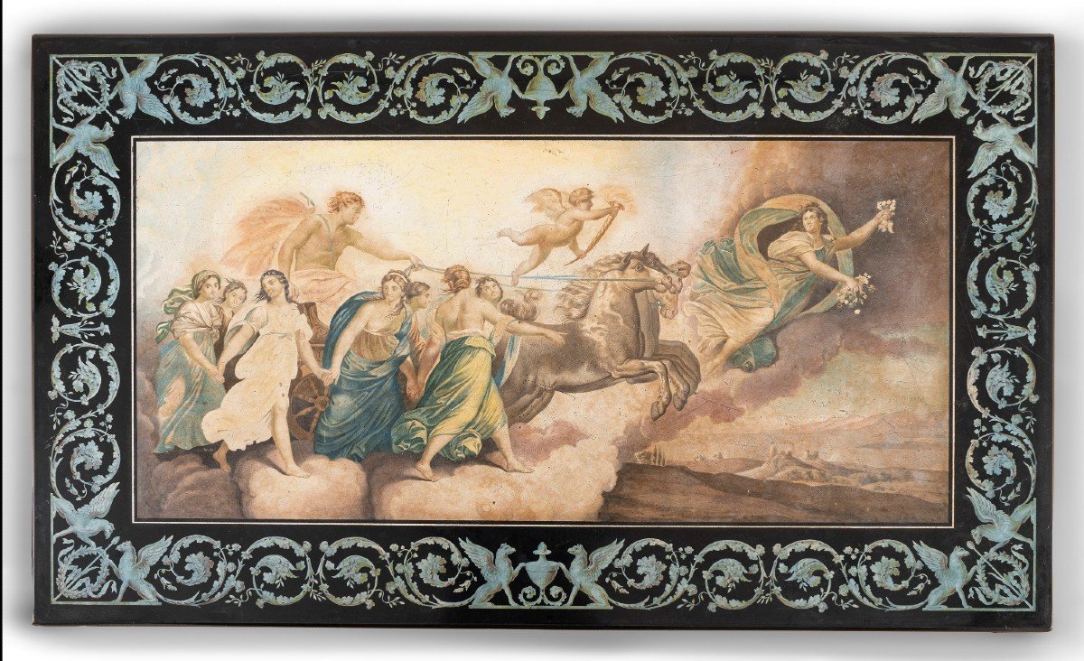 Painted Stucco Panel Depicting Aurora's Chariot