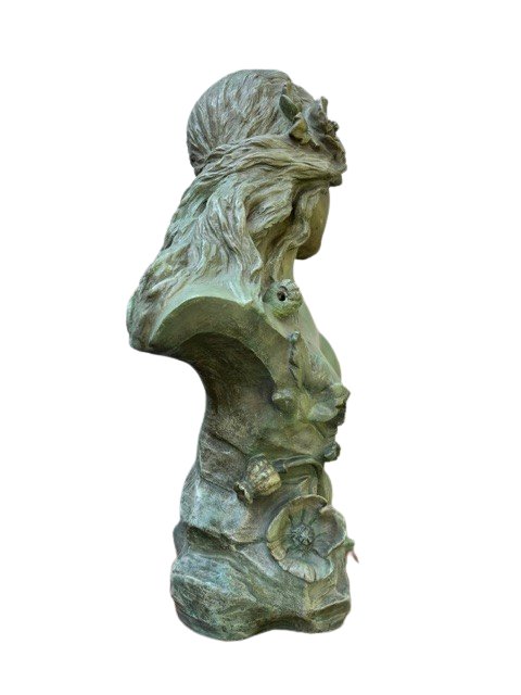 Buste "Fleur de pavot" marqué "Shumacher's Marmorguss"-photo-2