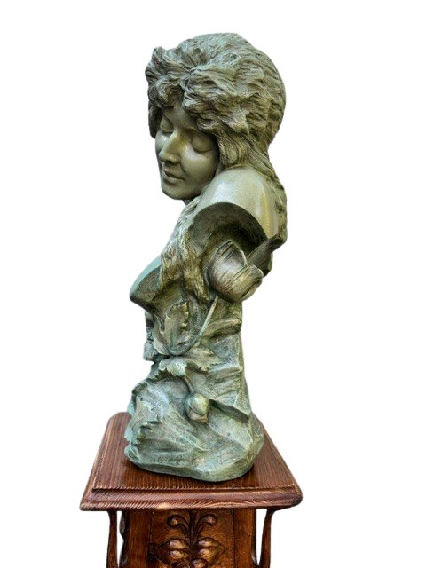 Buste "Fleur de pavot" marqué "Shumacher's Marmorguss"-photo-4