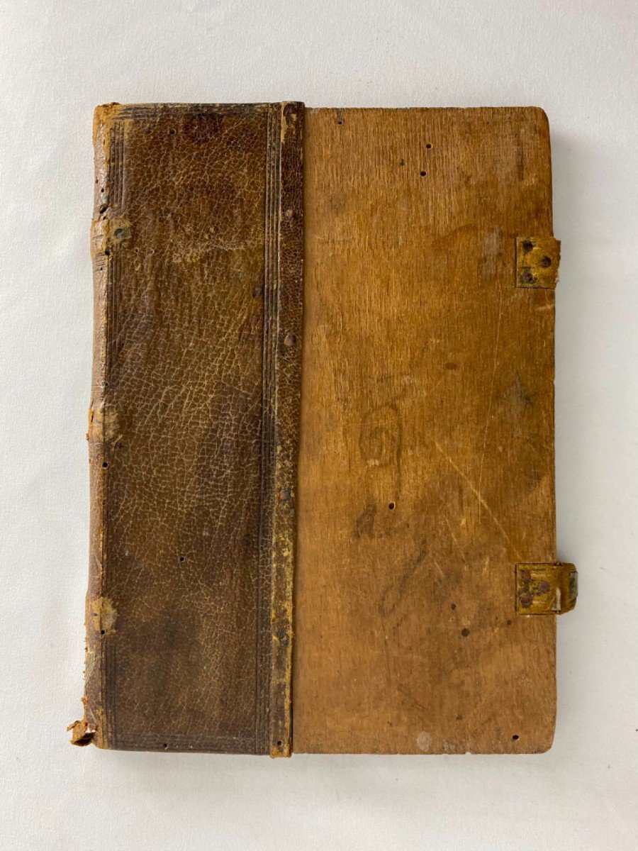 Wood And Leather Binding Stamped With "est Mon.a.bartolo De Ripoli"-photo-4