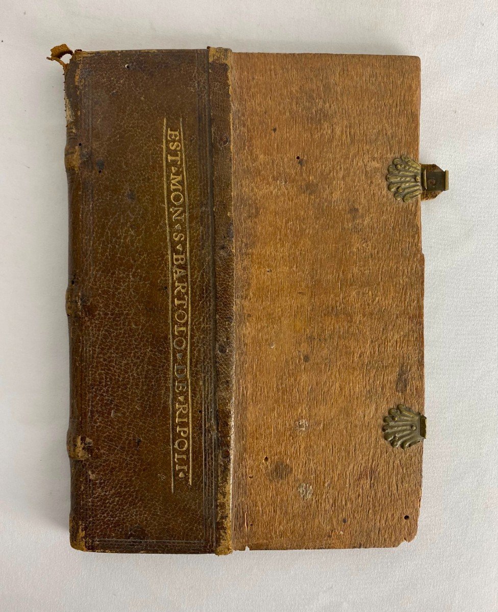Wood And Leather Binding Stamped With "est Mon.a.bartolo De Ripoli"