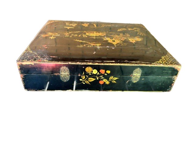 Lacquered And Painted Wooden Box With Chinese-style Motifs From The Piedmont Region-photo-3