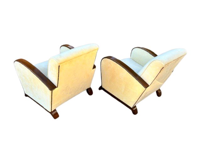 Paire de fauteuils Art déco rembourrés-photo-4