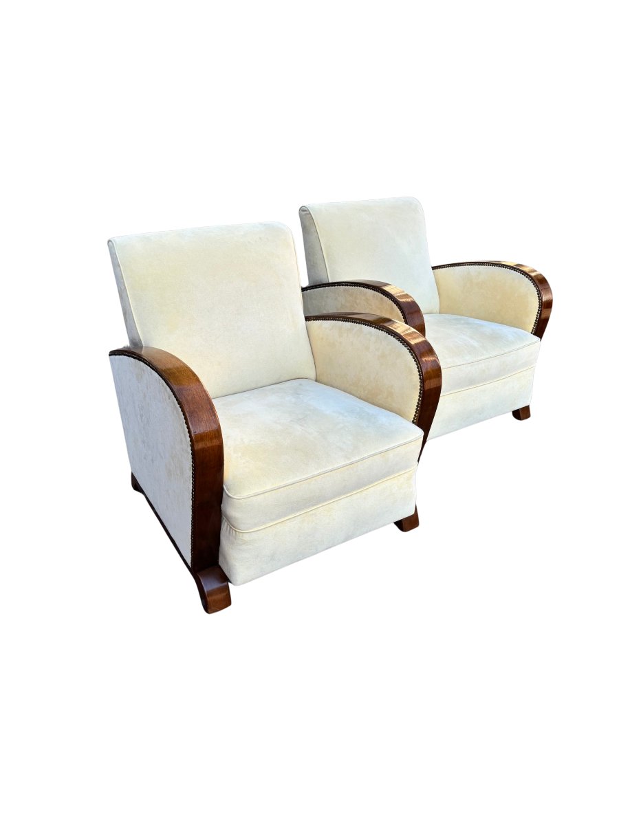 Paire de fauteuils Art déco rembourrés
