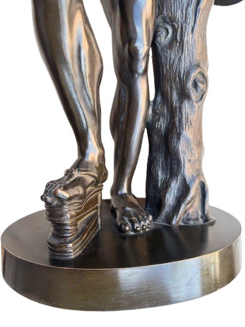 Bronze Sculpture Signed "duchemin" Depicting A Dancing Faun With Cymbals-photo-3