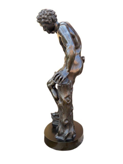 Bronze Sculpture Signed "duchemin" Depicting A Dancing Faun With Cymbals-photo-1