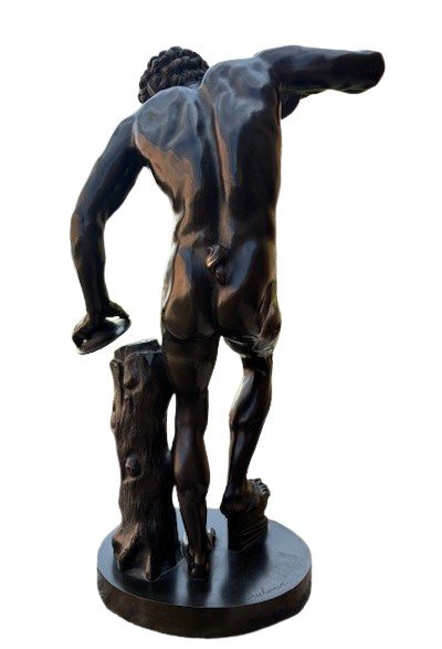 Bronze Sculpture Signed "duchemin" Depicting A Dancing Faun With Cymbals-photo-2
