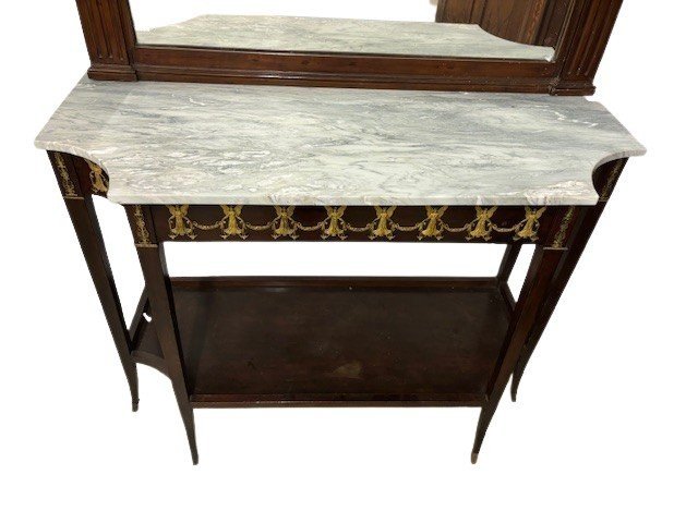 Neapolitan Mahogany Console Table With A Cipollino Marble Top And Gilded Bronze Ornamentation-photo-2