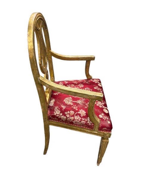 Set Of 4 Carved And Gilded Wooden Armchairs -photo-3