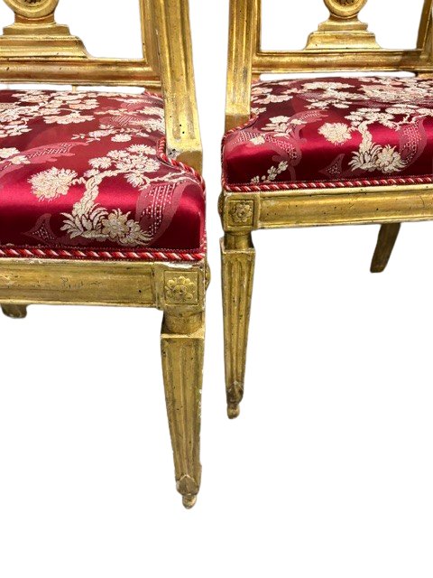 Set Of 4 Carved And Gilded Wooden Armchairs -photo-1