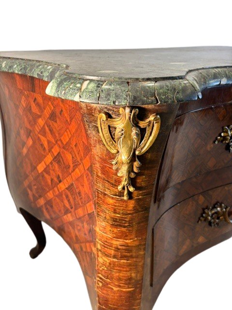 2-drawer Dresser Veneered In Fine Woods With A Lid Veneered In Green Marble -photo-4