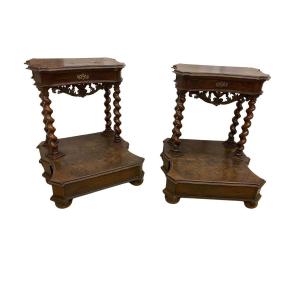 Pair Of Kneelers In Walnut And Walnut Root, Papal States